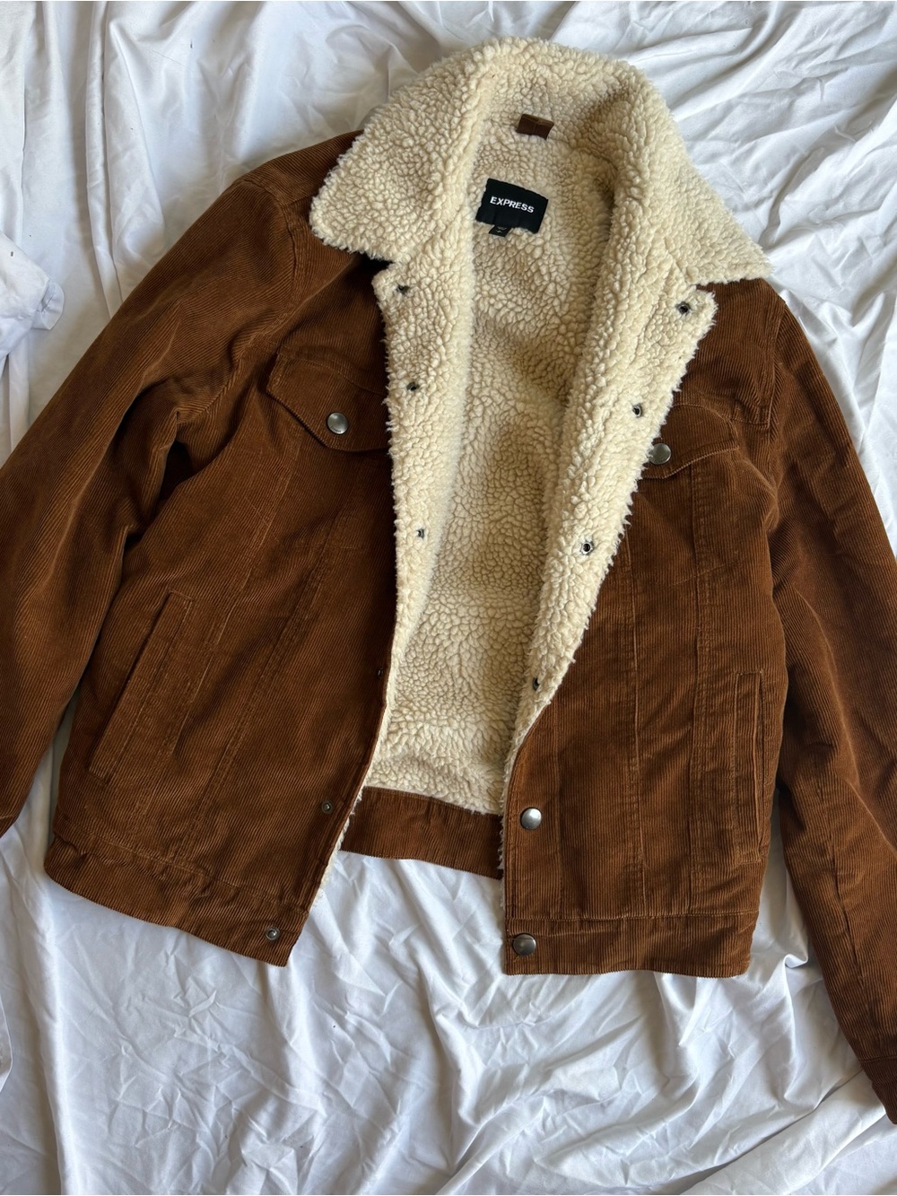 Express women’s Brown Corduroy Sherpa-Lined Jacket